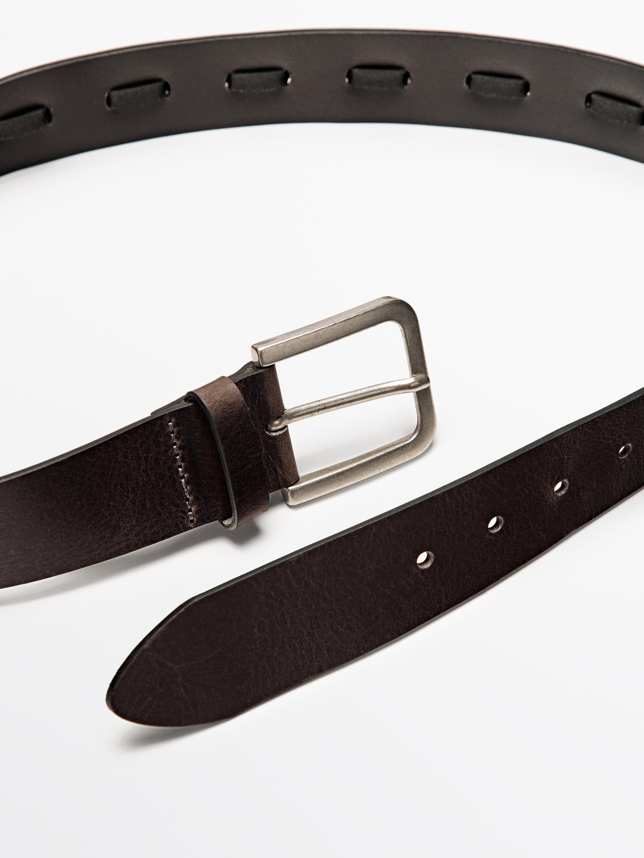 Ceinture en cuir nappa avec anneaux